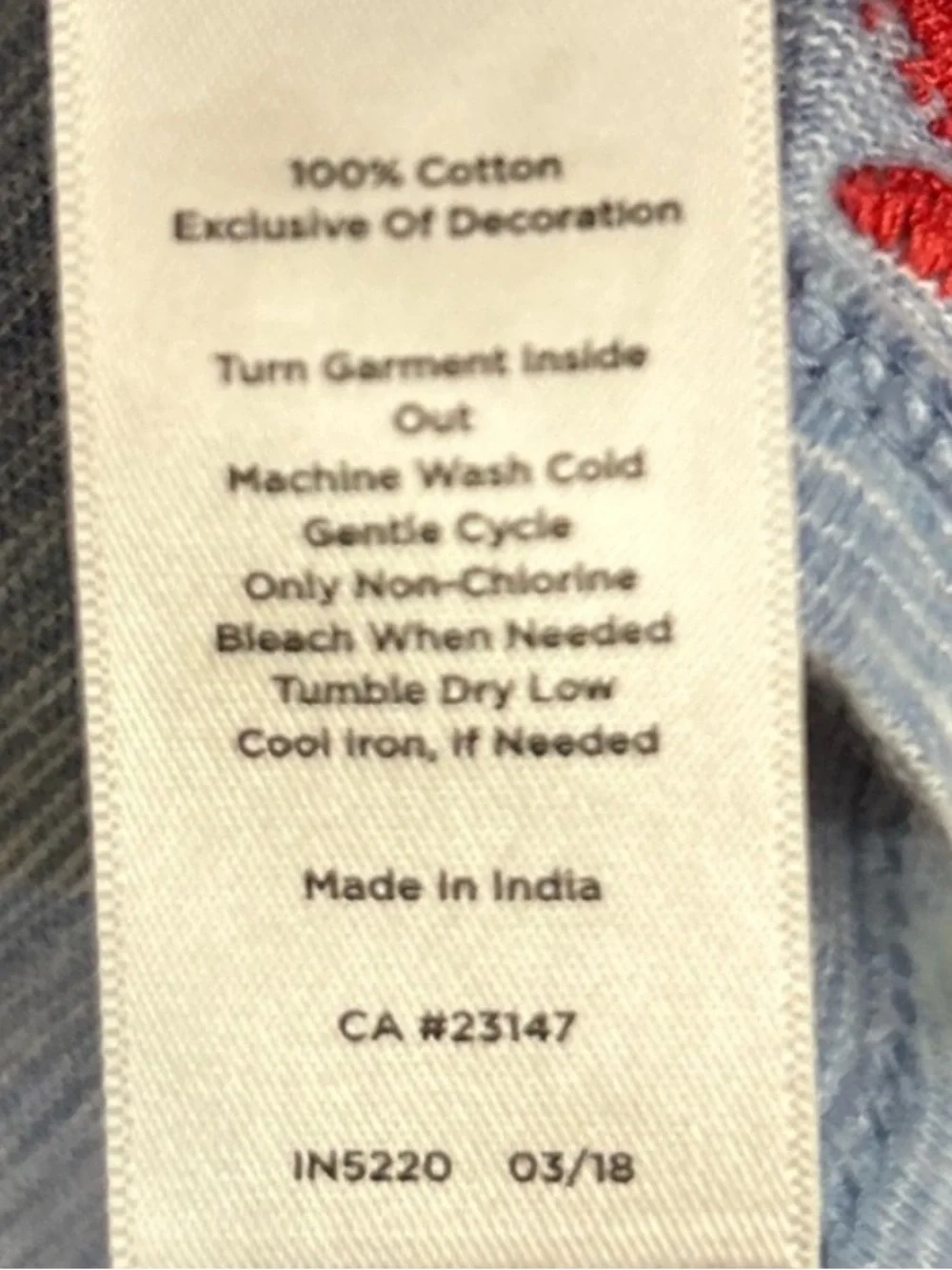 Talbots Light Blue White Striped Blouse with Coral Floral Embroidery Size Large - Picture 9 of 9